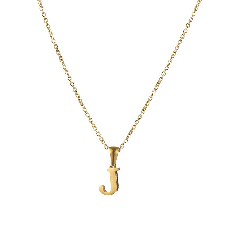 Gold color / 1 Piece Simple Series Simple Letter J Stainless Steel 18K Gold Plated Women's Pendant Necklaces Picture10